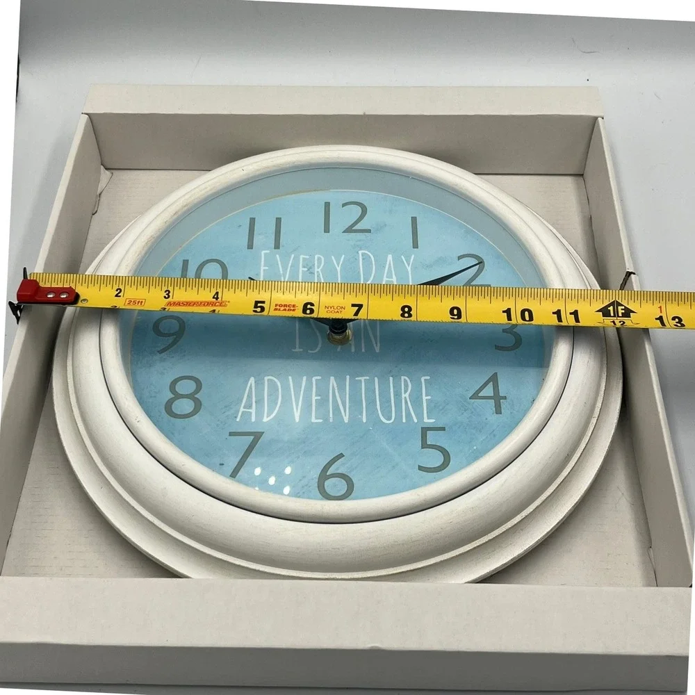 Wall Clock Unisex 12in Blue Brand New Adventure Quote Home Decor